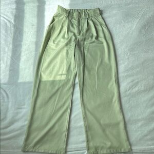 Light Green Wide-Leg Pants